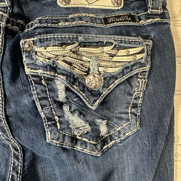 Miss Me Women’s Jeans size 30 Mid Rise Skinny Embellished Denim Pockets ME8545SR - Picture 3 of 12